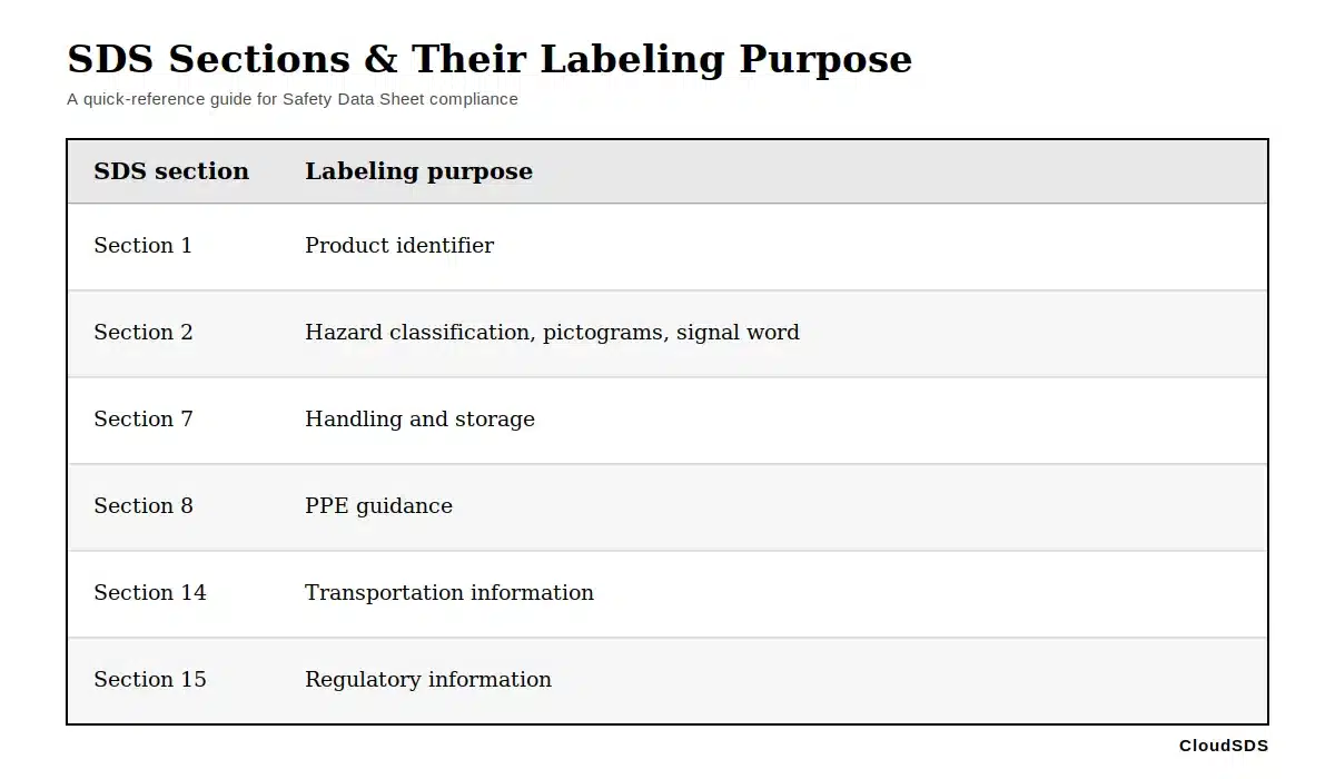 SDS Sections and Their Labeling Purpose SDS Sections and Their Labeling Purpose