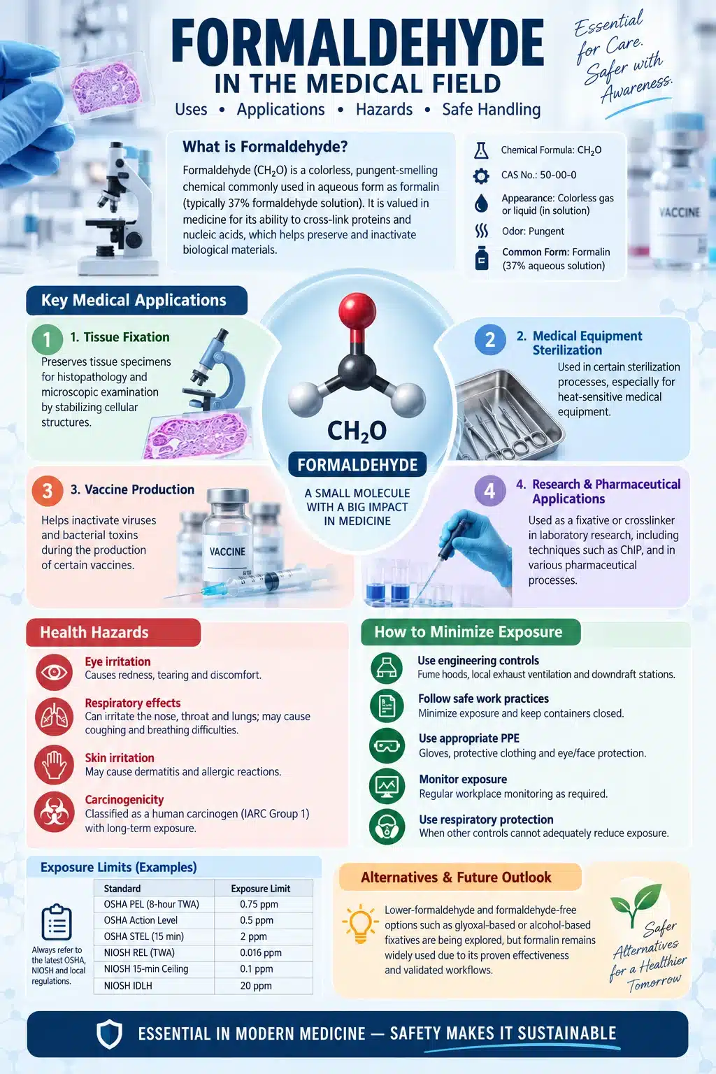 Formaldehyde in Modern Medicine Infographic Formaldehyde in Modern Medicine Infographic