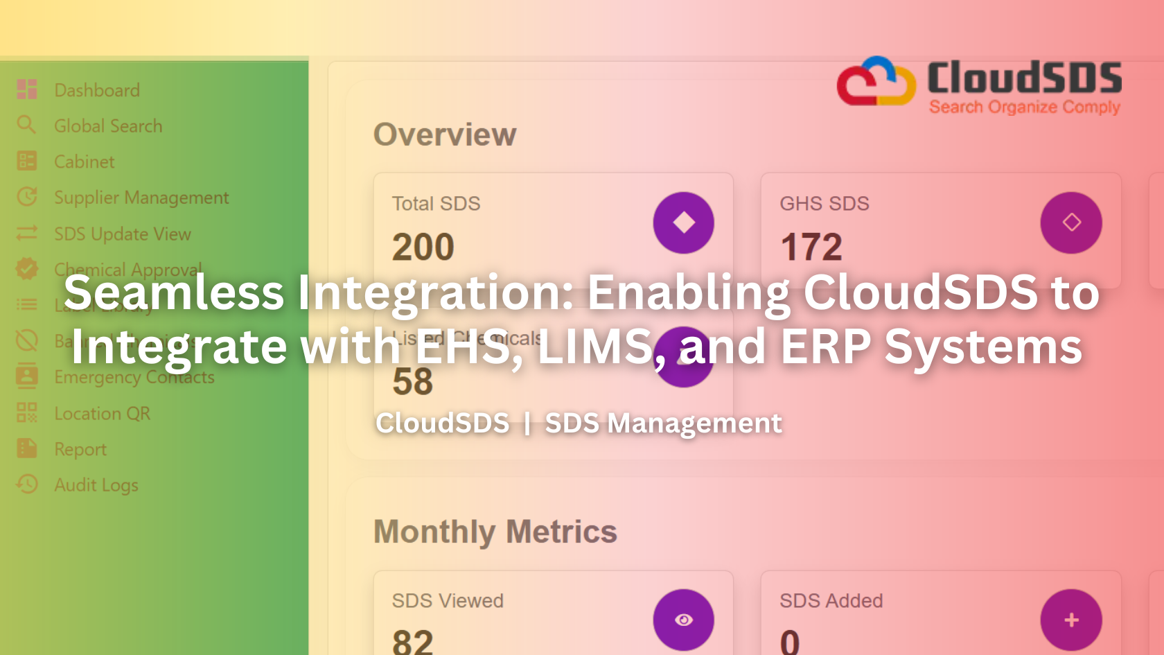 Seamless Integration Enabling CloudSDS to Integrate with EHS, LIMS, and ERP Systems