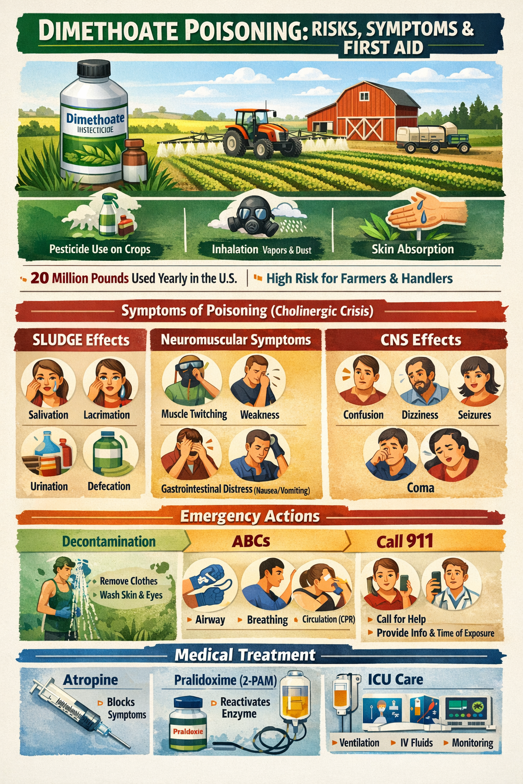 Symptoms of Dimethoate Poisoning and Required First-Aid Measures