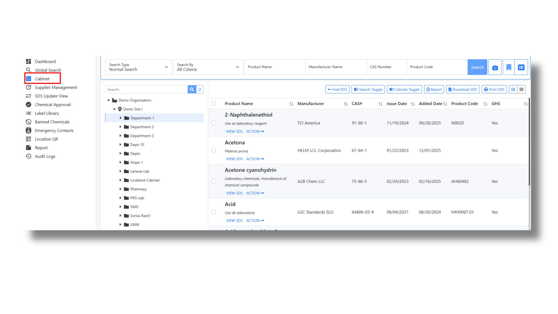 Automated SDS management system