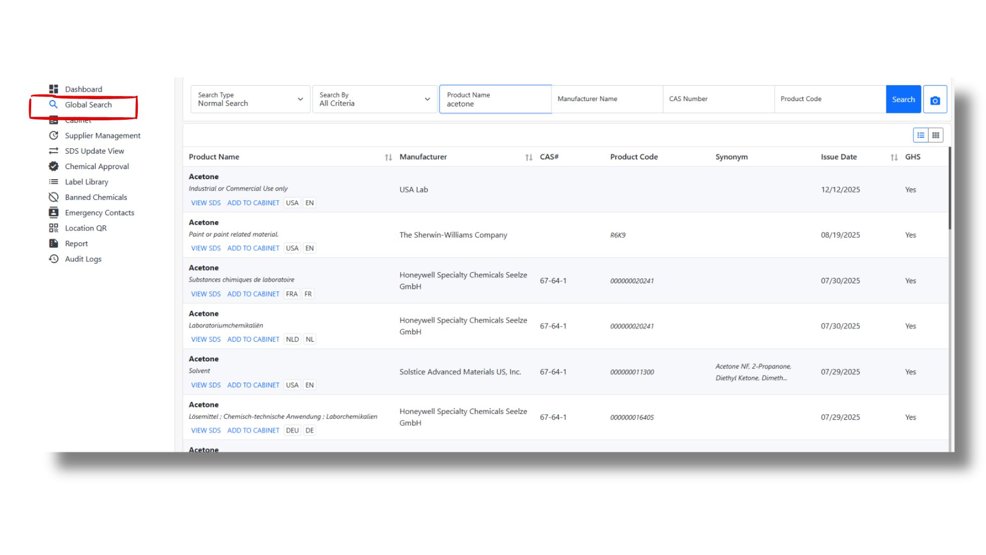 Smart SDS search retrieval