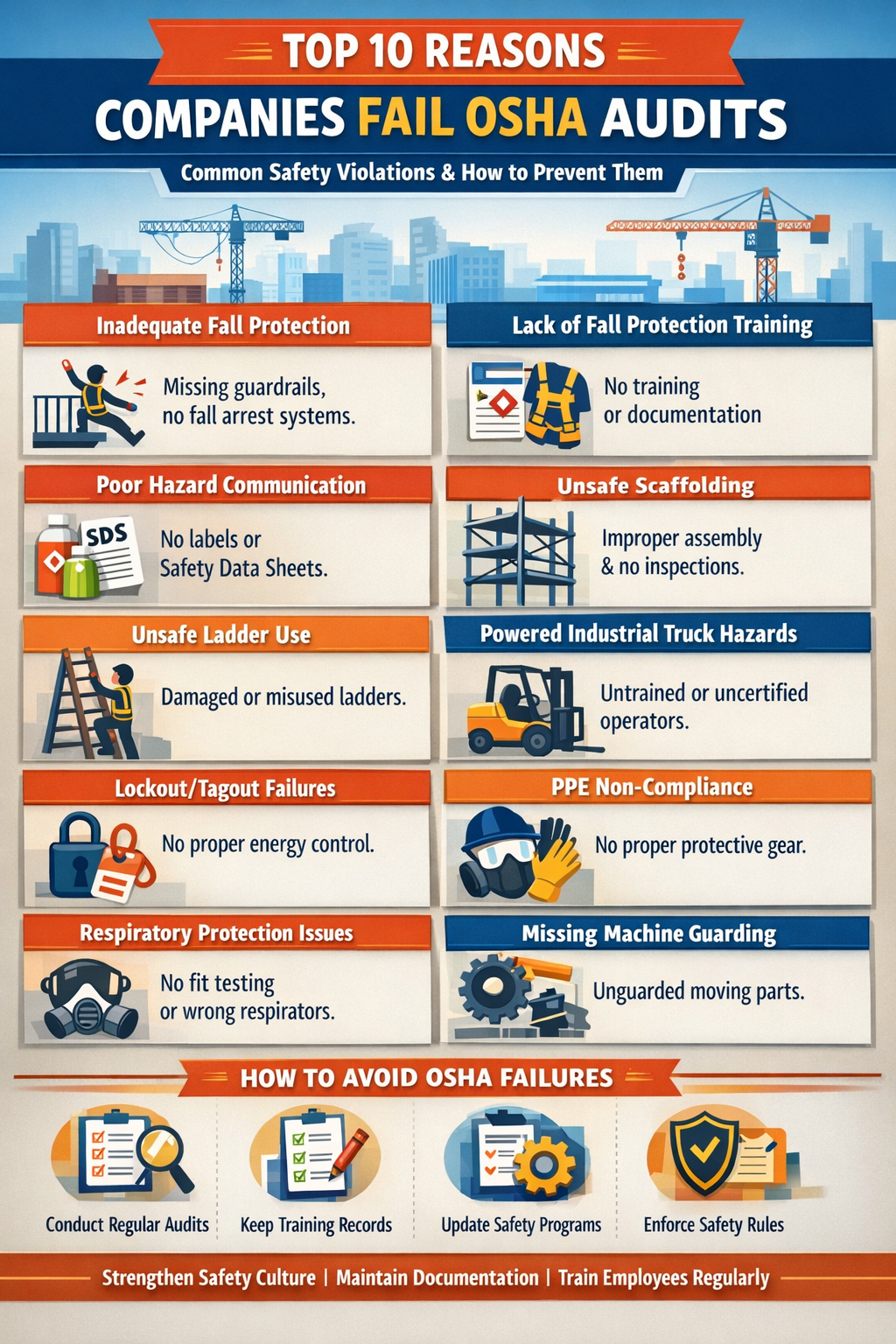 top 10 reasons companies fail OSHA audits